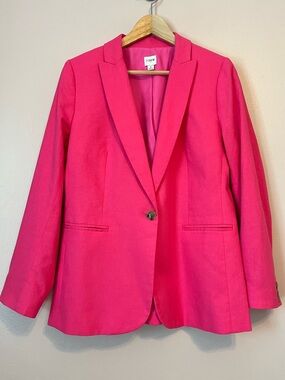 J Crew Parke Blazer Linen Cotton Sz 8 Hot Pink Office Career Barbiecore Summer